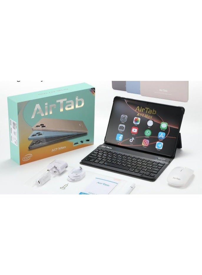 AirTab A17 MAX Smart Tablet 10.1-FHD Inch Display 10000mAh Battery 16GB RAM 1TB ROM Gold