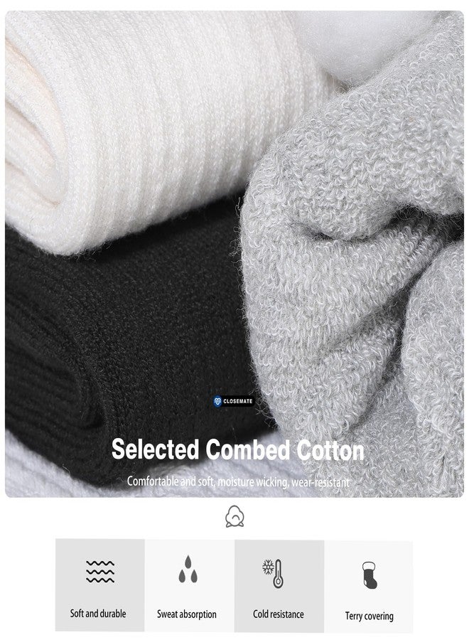 CLOSEMATE Mens Thermal Winter Crew Socks for Boots Thick and Warm for Cold Weather Work Hiking 5 Pairs(5 Black, Size L) - Image 5