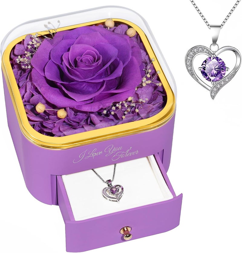 Beferr Birthday Gifts for Women Preserved Real Rose with Necklace Eternal Roses Forever Flowers for Delivery Prime Christmas Day Gifts for Mom Grandma Wife Sister Her from Daughter - Image 1