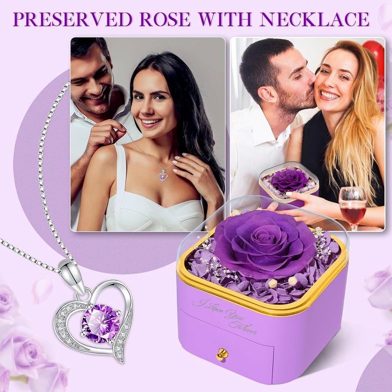 Beferr Birthday Gifts for Women Preserved Real Rose with Necklace Eternal Roses Forever Flowers for Delivery Prime Christmas Day Gifts for Mom Grandma Wife Sister Her from Daughter - Image 4