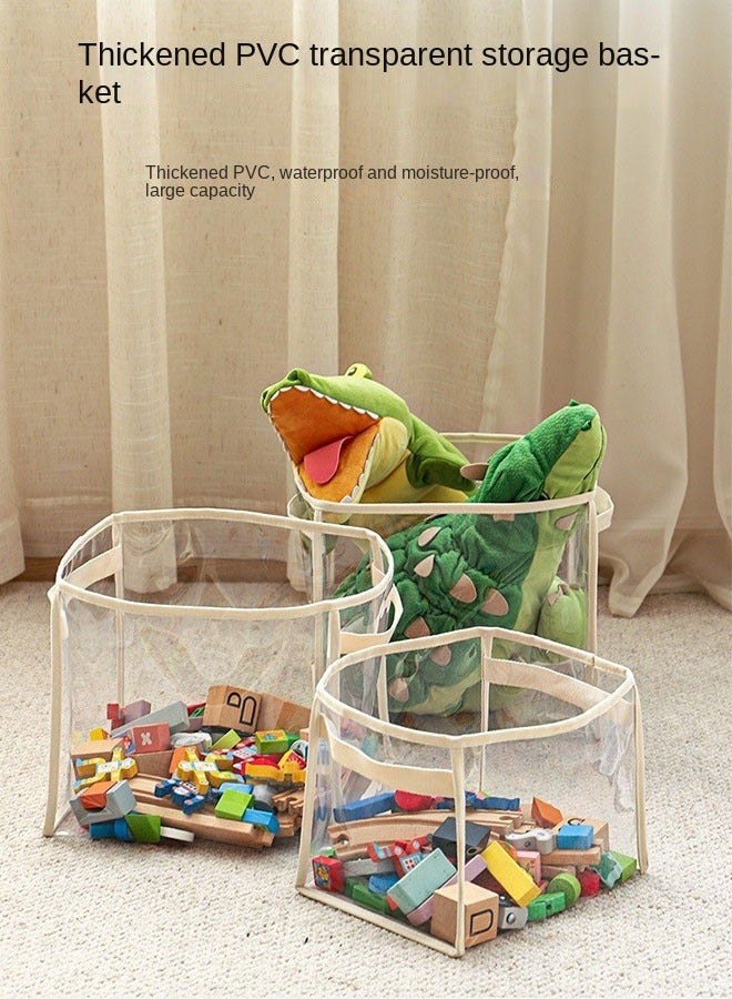 Bukela Transparent Storage Bag PVC Waterproof Large Capacity Toy Storage Box for Dolls, LEGO & Clothes - Small Beige Square, 25x21x21cm  - Image 1