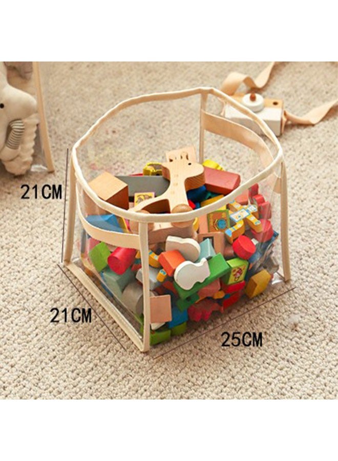 Bukela Transparent Storage Bag PVC Waterproof Large Capacity Toy Storage Box for Dolls, LEGO & Clothes - Small Beige Square, 25x21x21cm  - Image 5