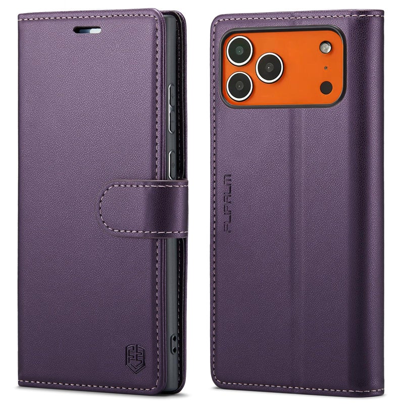 FLIPALM Wallet Case for iPhone 17 pro with Credit Card Holder,PU Leather Folio Flip Kickstand Protective Shockproof Cover for Apple 17 pro Phone Case (Purple, for iPhone 17 Pro - 6.3'') - Image 1