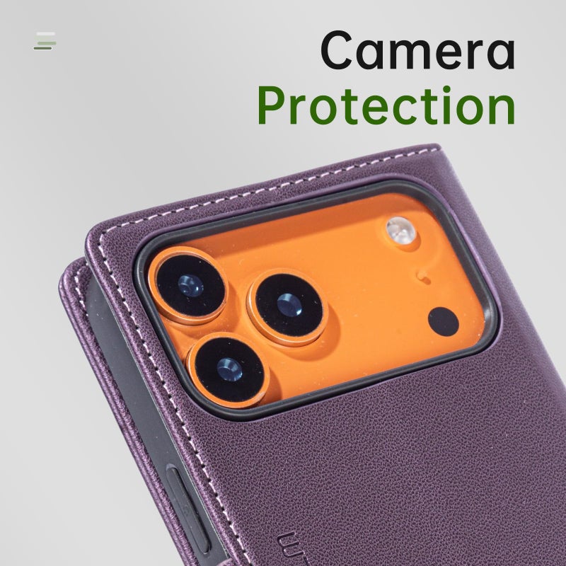 FLIPALM Wallet Case for iPhone 17 pro with Credit Card Holder,PU Leather Folio Flip Kickstand Protective Shockproof Cover for Apple 17 pro Phone Case (Purple, for iPhone 17 Pro - 6.3'') - Image 5