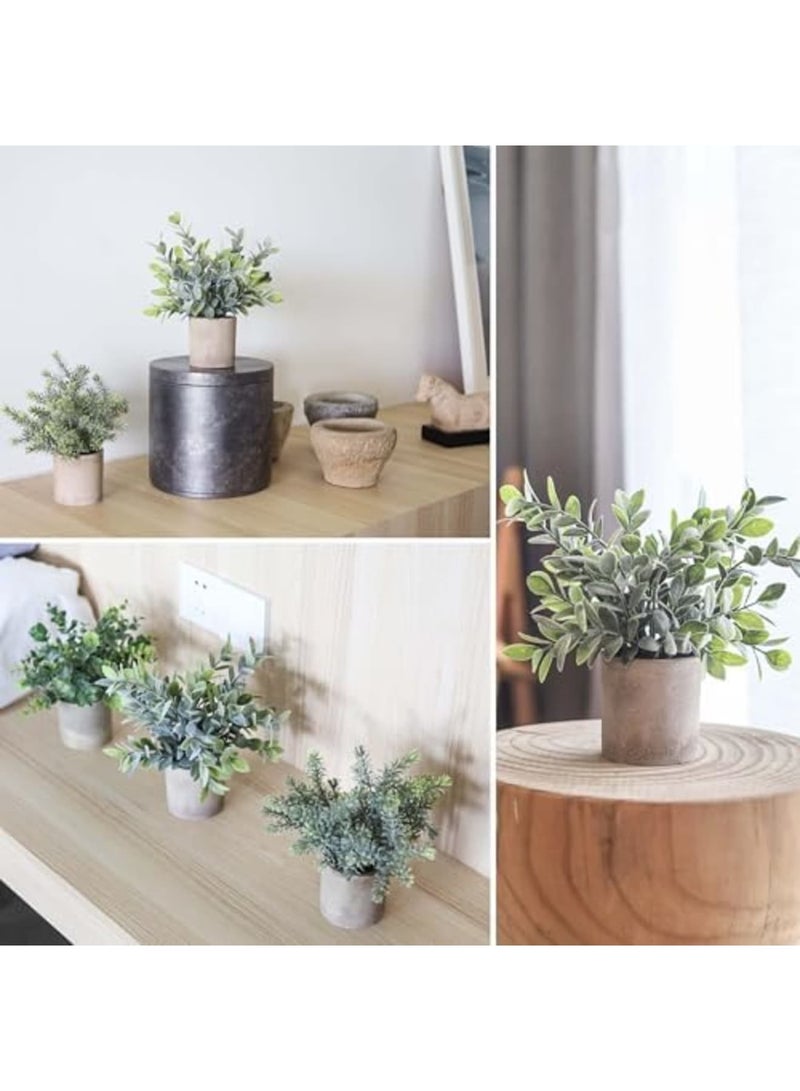 SYOSI 3 عبوات من النباتات الاصطناعية الصغيرة في أصص بلاستيكية، زينة واقعية للمزرعة للمنزل، المكتب، الحمام، وزينة الغرف، صيانة منخفضة، متينة وأنيقة كلمسة خضراء - Image 3