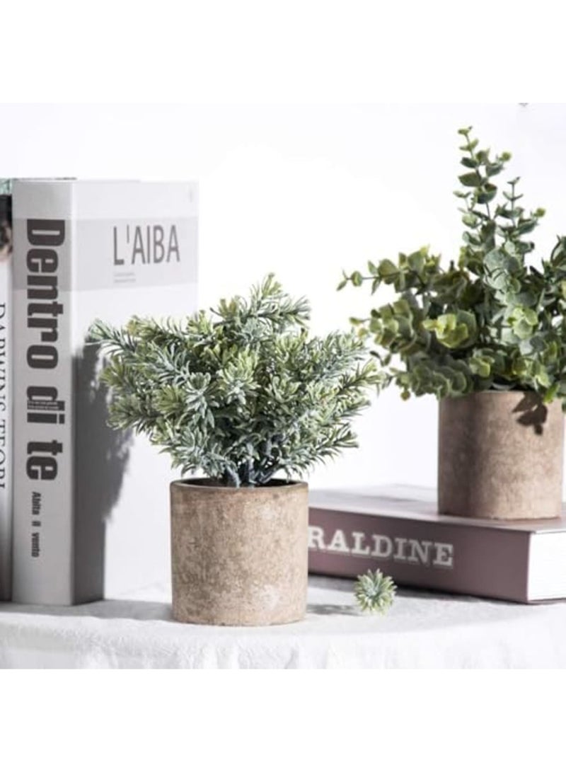 SYOSI 3 عبوات من النباتات الاصطناعية الصغيرة في أصص بلاستيكية، زينة واقعية للمزرعة للمنزل، المكتب، الحمام، وزينة الغرف، صيانة منخفضة، متينة وأنيقة كلمسة خضراء - Image 2