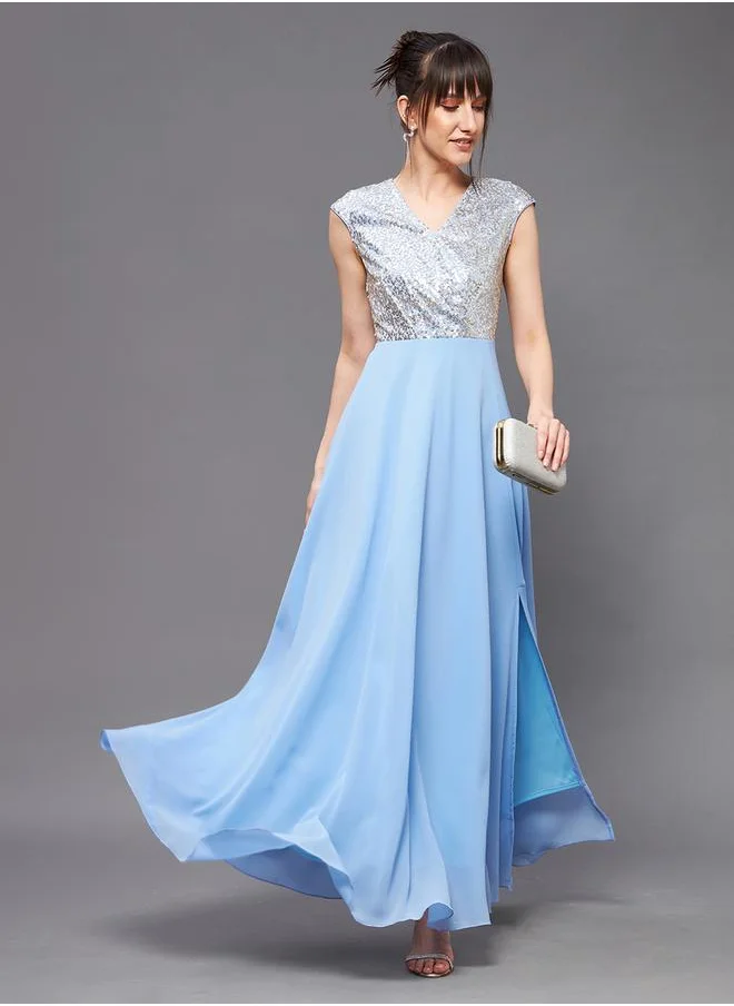 Miss Chase Embellished Maxi Dress with Side Slit by Styli