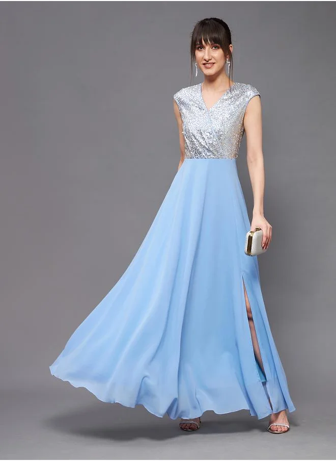 Miss Chase Embellished Maxi Dress with Side Slit by Styli