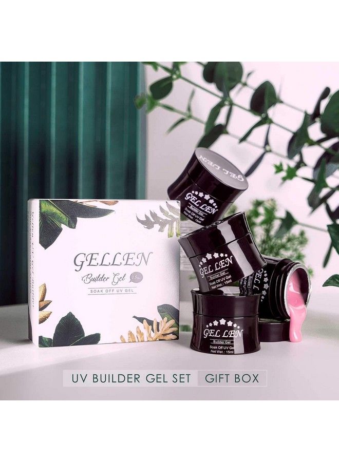 Gellen Professional Extension Poly Gel Soak Off Uv Builder Gel Set Acrylic Nail Kit Diy Home Gel Manicure (15Ml 4 Colors) Peach Clear Pink Lavender - Image 3