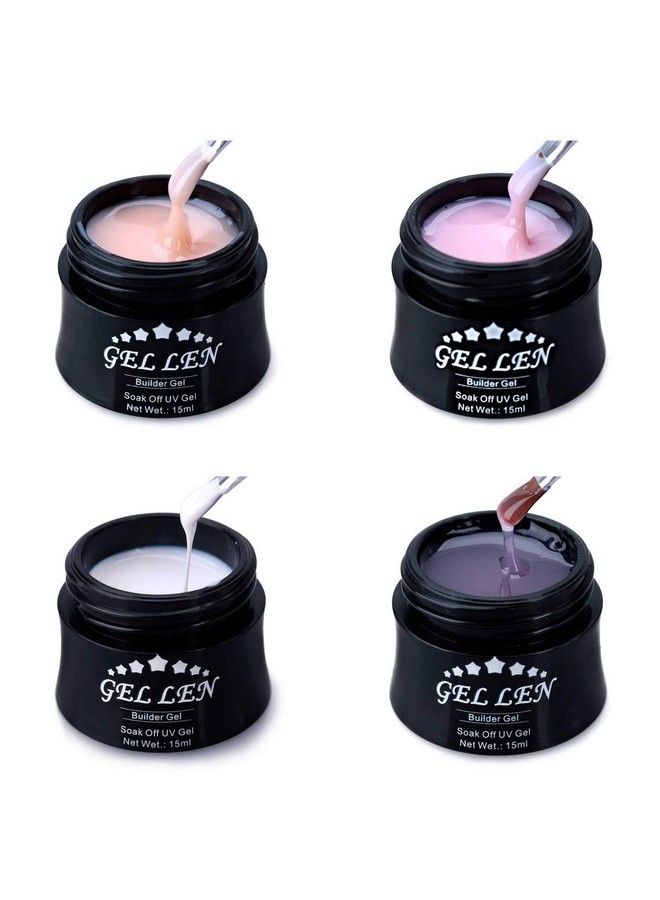 Gellen Professional Extension Poly Gel Soak Off Uv Builder Gel Set Acrylic Nail Kit Diy Home Gel Manicure (15Ml 4 Colors) Peach Clear Pink Lavender - Image 1