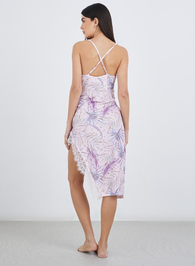 ستايلي فستان ستيلي بحمالات مطبوعة وفتحة جانبية - Image 4