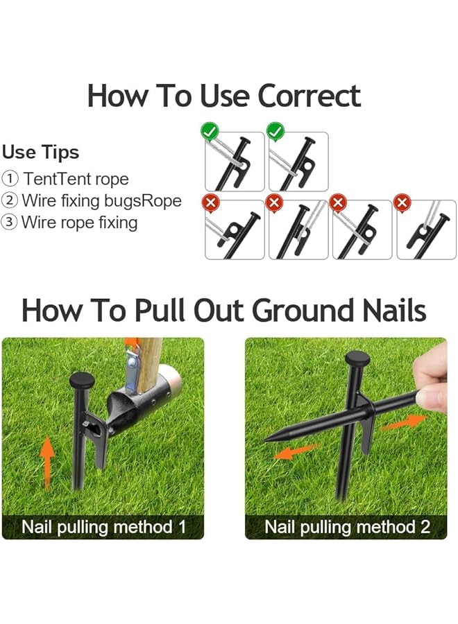 X spring Tent Stakes 6 Pack Heavy Duty Metal Tent Pegs With Hook Hole Design 30Cm Forged Steel Unbreakable Tent Spikes For Camping Outdoor Hiking Hard Rocky Ground Grassland Backpacking  - Image 5
