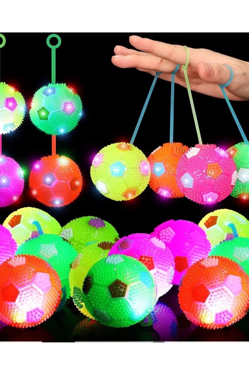 كرة قدم مدببة بإضاءة LED لتخفيف التوتر، كرة سلة وامضة LED مع حبل مطاطي وامض وصوت صرير للبالغين والمراهقين والأطفال - Image 1