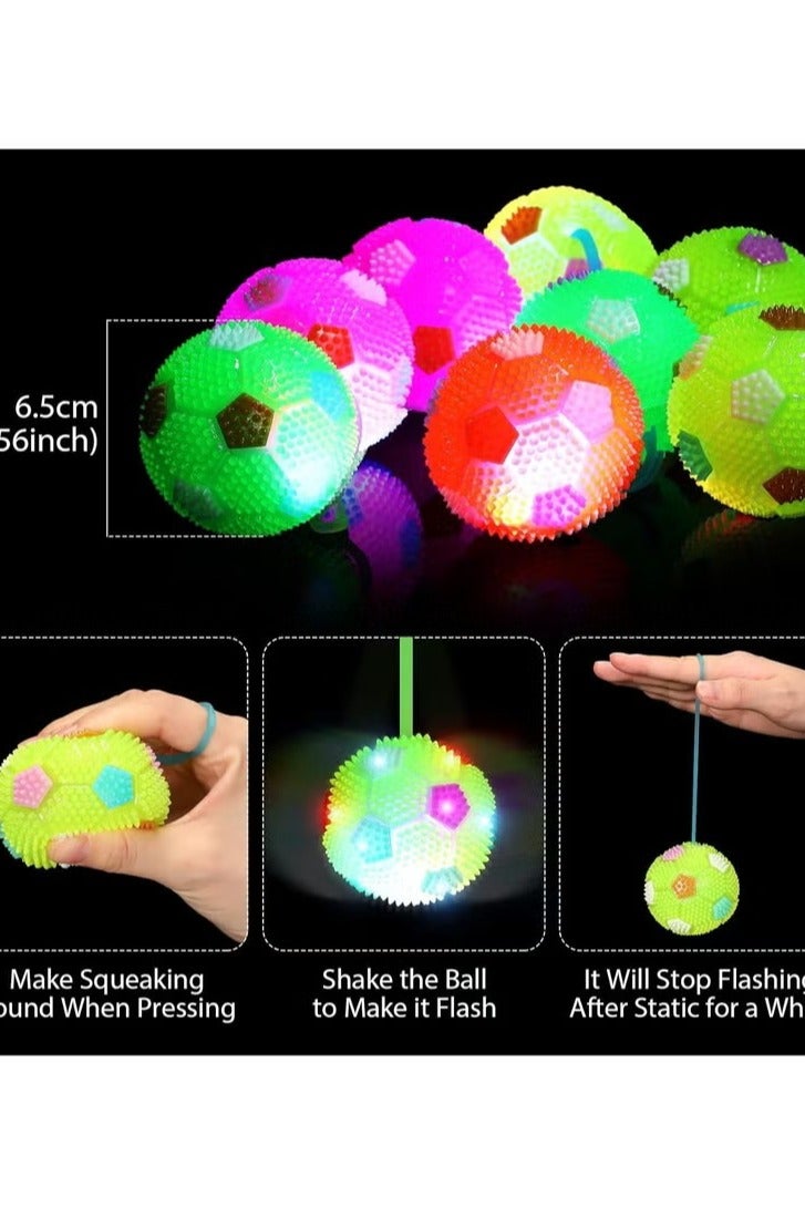 كرة قدم مدببة بإضاءة LED لتخفيف التوتر، كرة سلة وامضة LED مع حبل مطاطي وامض وصوت صرير للبالغين والمراهقين والأطفال - Image 5