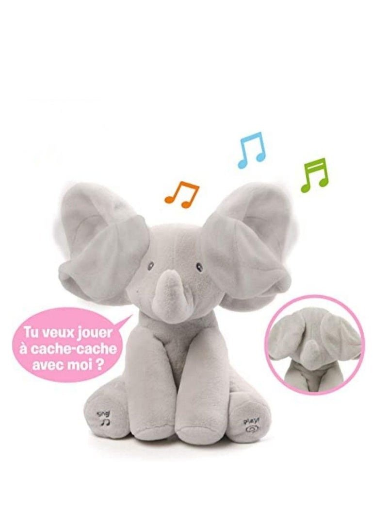 Cool Baby COOLBABY Talking and Singing Plush Elephant Stuffed Doll Toy Shy Elephant Ears Cover Eyes - Image 2