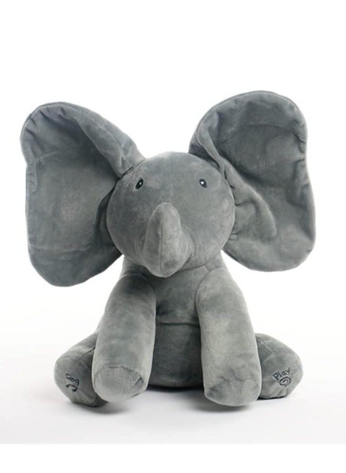Cool Baby COOLBABY Talking and Singing Plush Elephant Stuffed Doll Toy Shy Elephant Ears Cover Eyes - Image 1