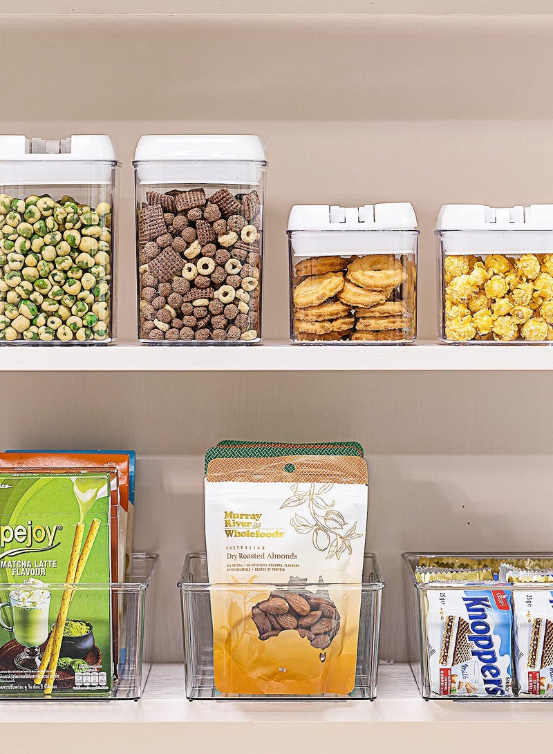 Excefore حاويات تخزين الطعام، حاويات تخزين بلاستيكية شفافة للمخزن، المطبخ، الثلاجة، وتنظيم الخزائن، حامل من قسمين للعبوات، الوجبات الخفيفة، الأكياس - Image 5