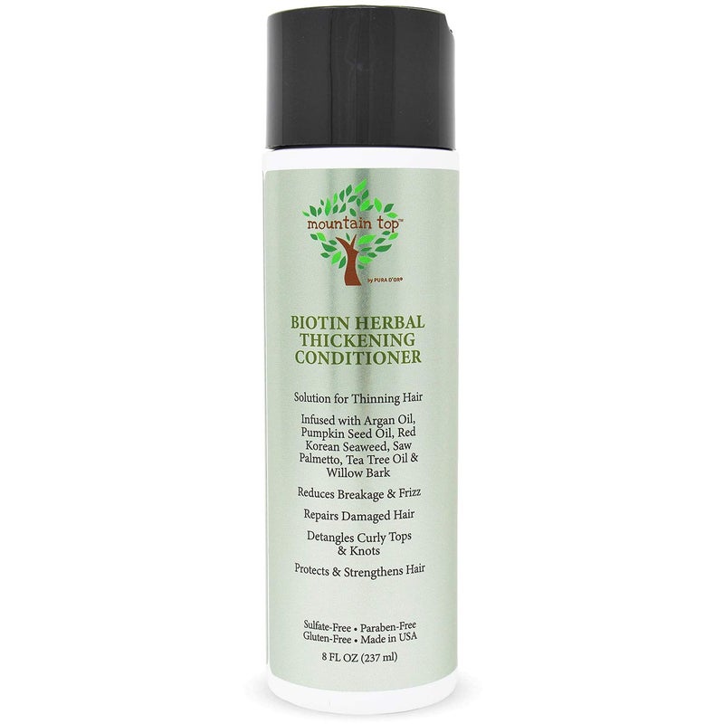 MOUNTAIN TOP MOUNTAIN TOP Biotin Herbal Thickening Conditioner (8 oz / 273 ml) with Argan Oil, Pumpkin Seed Oil, Saw Palmetto, Tea Tree Oil & Willow Bark - For Dry, Frizzy, Thinning Hair - Men & Women