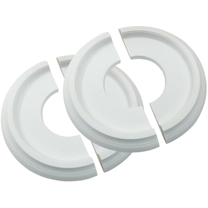 MOLDED PU SPLIT CEILING MEDALLIONS PLATE STENCIL, 2 PIECES WHITE MOLDED FIXTURES ROUND MEDALLIONS FOR LIGHT FIXTURES CHANDELIERS - Image 3