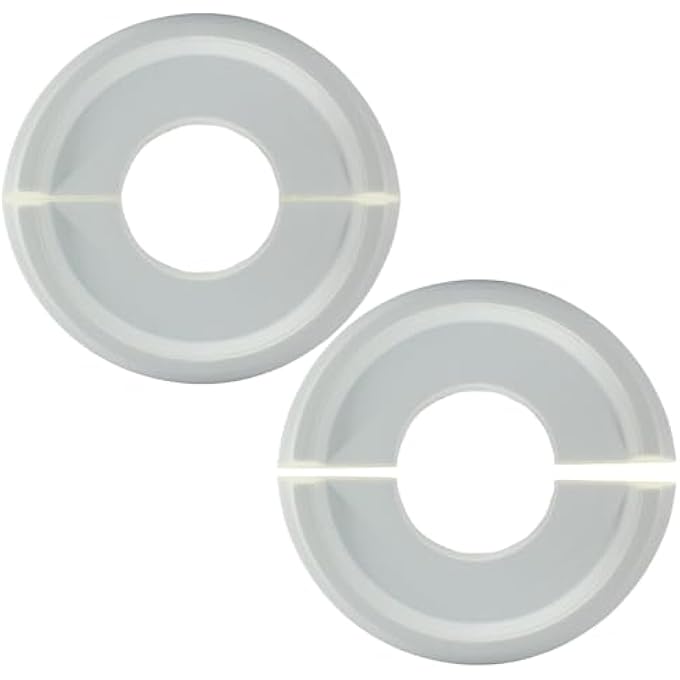 MOLDED PU SPLIT CEILING MEDALLIONS PLATE STENCIL, 2 PIECES WHITE MOLDED FIXTURES ROUND MEDALLIONS FOR LIGHT FIXTURES CHANDELIERS - Image 1