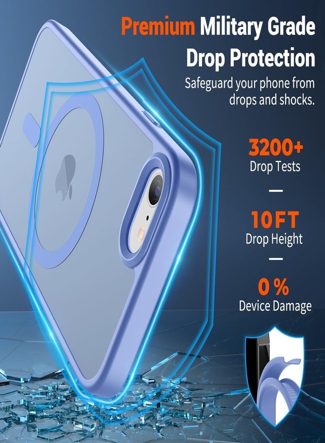 استلق جراب SUPFINE المغناطيسي لهاتف iPhone SE 2022 (الجيل الثالث)/2020 (الجيل الثاني)، وجراب iPhone 8 (متوافق مع MagSafe) (حماية فائقة ضد السقوط بمعايير عسكرية)، جراب رفيع شفاف غير لامع، أزرق بنفسجي - Image 3