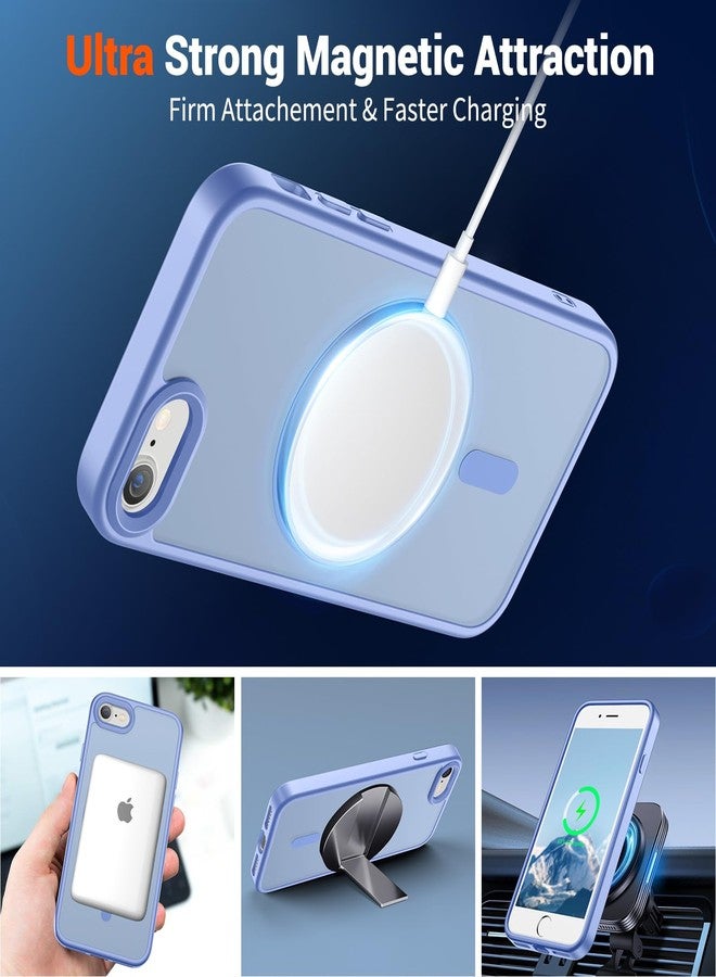 استلق جراب SUPFINE المغناطيسي لهاتف iPhone SE 2022 (الجيل الثالث)/2020 (الجيل الثاني)، وجراب iPhone 8 (متوافق مع MagSafe) (حماية فائقة ضد السقوط بمعايير عسكرية)، جراب رفيع شفاف غير لامع، أزرق بنفسجي - Image 5