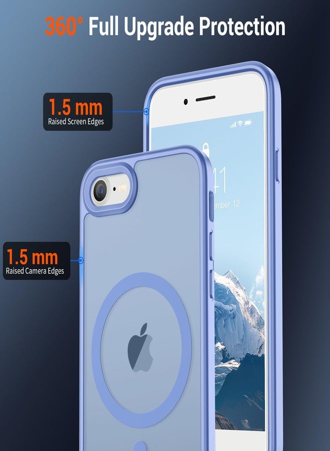 استلق جراب SUPFINE المغناطيسي لهاتف iPhone SE 2022 (الجيل الثالث)/2020 (الجيل الثاني)، وجراب iPhone 8 (متوافق مع MagSafe) (حماية فائقة ضد السقوط بمعايير عسكرية)، جراب رفيع شفاف غير لامع، أزرق بنفسجي - Image 4