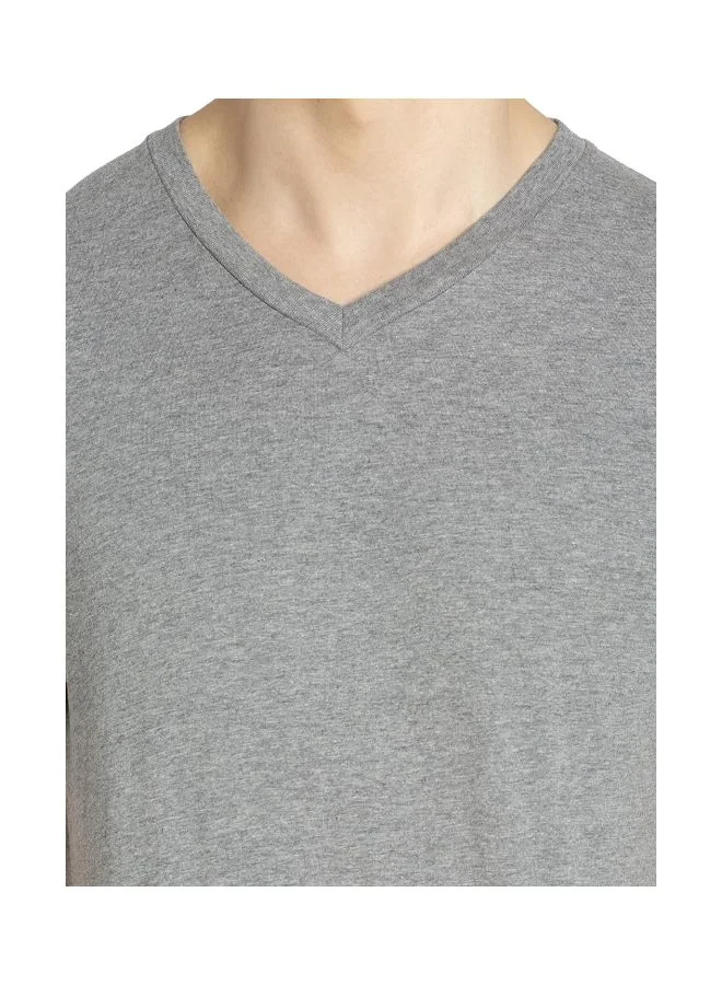 Jockey Grey Melange 2726 Men Super Combed Cotton Rich Solid V Neck Half Sleeve T Shirt for Men | Best Price UAE