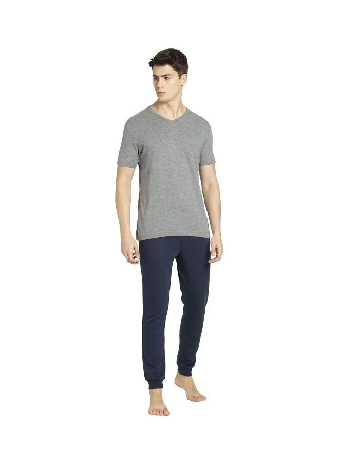 Jockey Grey Melange 2726 Men Super Combed Cotton Rich Solid V Neck Half Sleeve T Shirt for Men | Best Price UAE