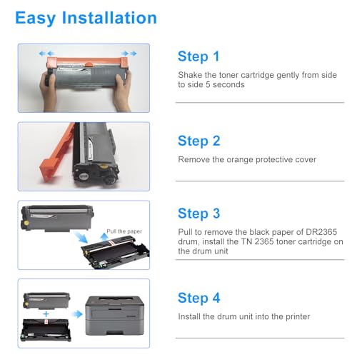 proffisy Easy Refill TN-2365 Toner Cartridge with DR-2365 Drum Unit, Compatible with Brother HL-L2321D, L2361DN, L2366DW, L2320d, DCP-L2541DW, L2520D, MFC-L2701D (TN2365 + DR2365) - Image 4
