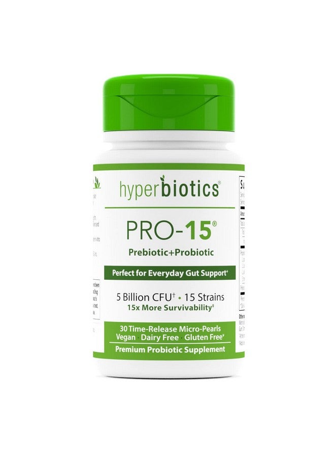 Hyperbiotics Pro 15 Vegan Probiotic Supplement ; Time Release Pearls ; 15 Diverse Strains ; Probiotics For Women And Men ; Digestive And Immune System Health ; Gluten And Dairy Free ; 30 Count - Image 2