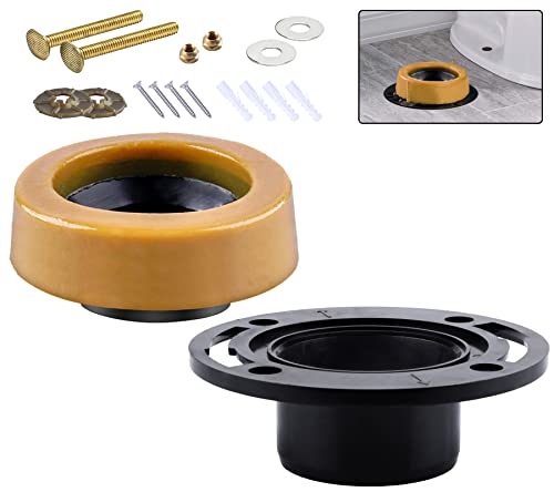 boeemi Toilet Flanges and Wax Rings for Toilets with Extended Flanges and Extra Thick Wax Rings for Floor Exit Toilets New Installation or Reinstallation 4" Waste Line for Plumbing Below Floor - Image 1