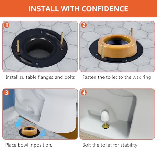 boeemi Toilet Flanges and Wax Rings for Toilets with Extended Flanges and Extra Thick Wax Rings for Floor Exit Toilets New Installation or Reinstallation 4" Waste Line for Plumbing Below Floor - Image 5