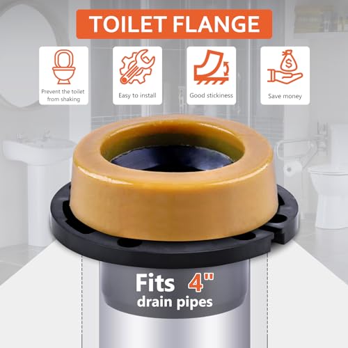 boeemi Toilet Flanges and Wax Rings for Toilets with Extended Flanges and Extra Thick Wax Rings for Floor Exit Toilets New Installation or Reinstallation 4" Waste Line for Plumbing Below Floor - Image 3