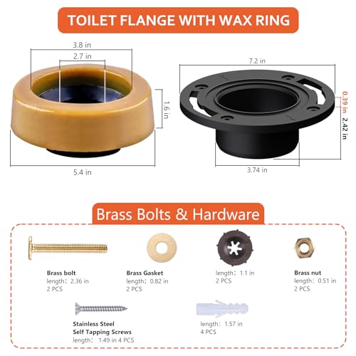 boeemi Toilet Flanges and Wax Rings for Toilets with Extended Flanges and Extra Thick Wax Rings for Floor Exit Toilets New Installation or Reinstallation 4" Waste Line for Plumbing Below Floor - Image 2