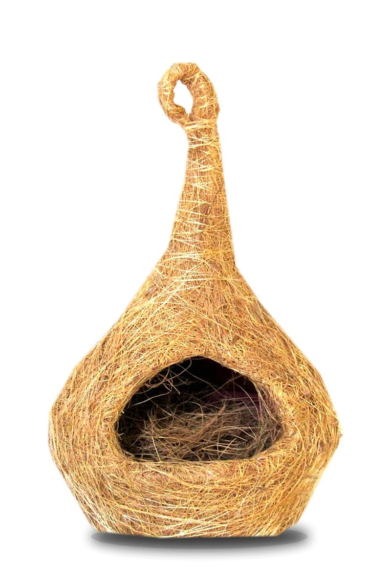 GO7 , Tent Shape NEST Bird House 2 Pice Pure Nest Bird House Purely Handmade, Type -Coir, Color -Brown - Image 3