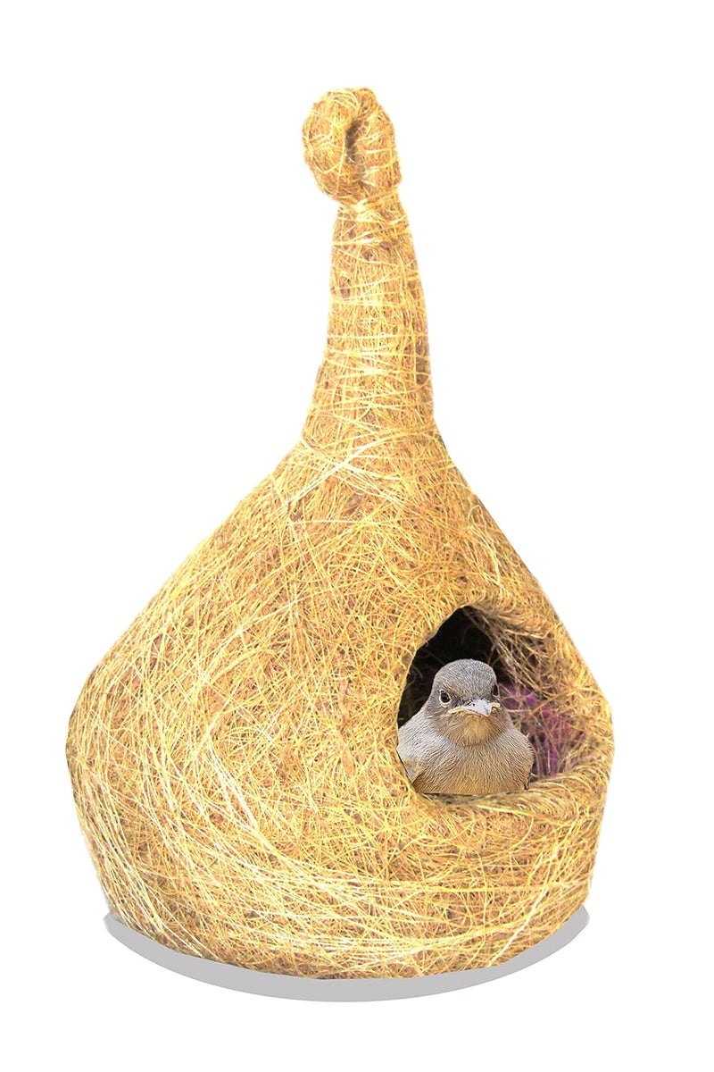 GO7 , Tent Shape NEST Bird House 2 Pice Pure Nest Bird House Purely Handmade, Type -Coir, Color -Brown - Image 4
