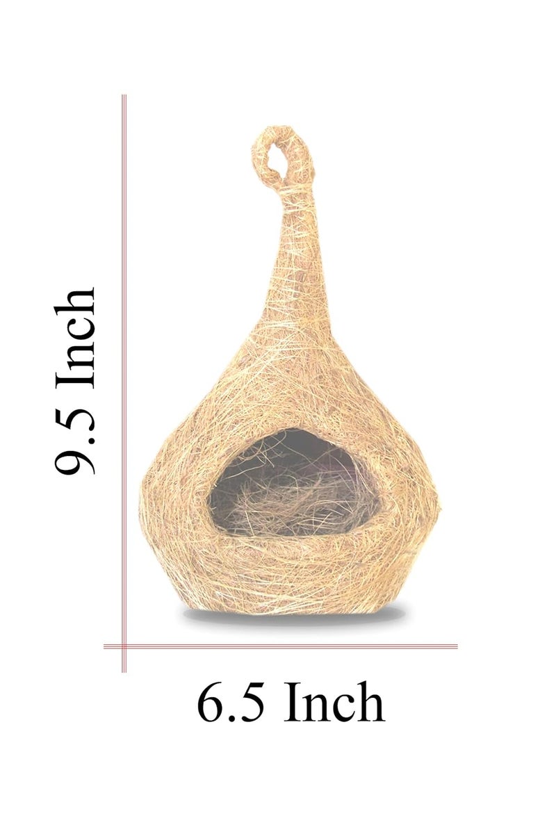 GO7 , Tent Shape NEST Bird House 2 Pice Pure Nest Bird House Purely Handmade, Type -Coir, Color -Brown - Image 2