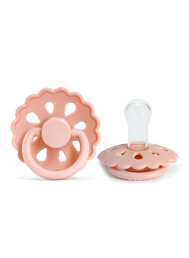 joybuy 2 Pack Silicone Pacifiers, Flower Baby Pacifiers, 0-6 Months Babies (Blue+Pink) - Image 3