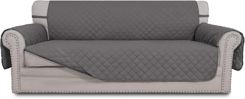 Sofa Slipcover Reversible Sofa Cover Water Resistant Couch Cover with Foam Sticks Elastic Straps Furniture Protector for Pets Kids Children Dog Cat (Sofa, Gray/Gray) - Image 1