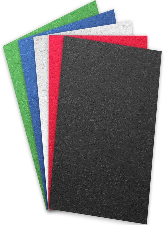 Binditek 100 Pack 13Mil Grain Texture Paper Binding Presentation Covers, 8-1/2 x 11 Inches 90lb, 250 GSM, Un-Punched, 5 Multi Colors (Black, White, Red, Green, Blue) - Image 1