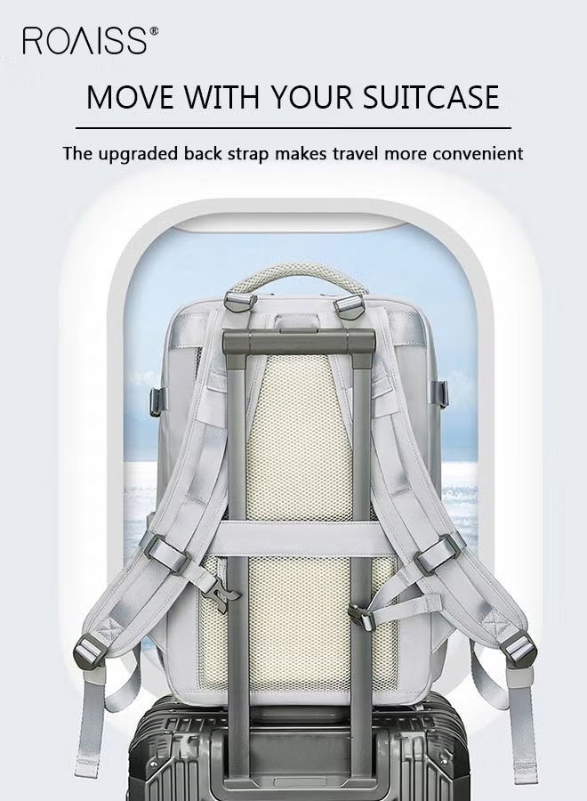 roaiss Large Travel Backpack, Carry On Backpack, Expandable Airline Airplane Approved Weekender Backpack, Hiking Backpack, Laptop Backpack With USB Charging Port Waterproof Backpack, Grey - Image 5