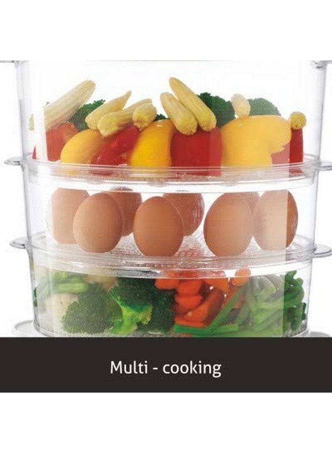 Glen Elecrtric Food Steamer 900w with 60 Minute Timer, 3 Food Grade Containers - White (3052) - Image 2