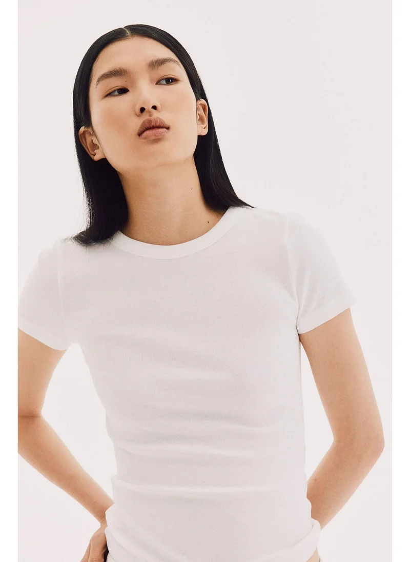 H&M Ribbed modal-blend T-shirt