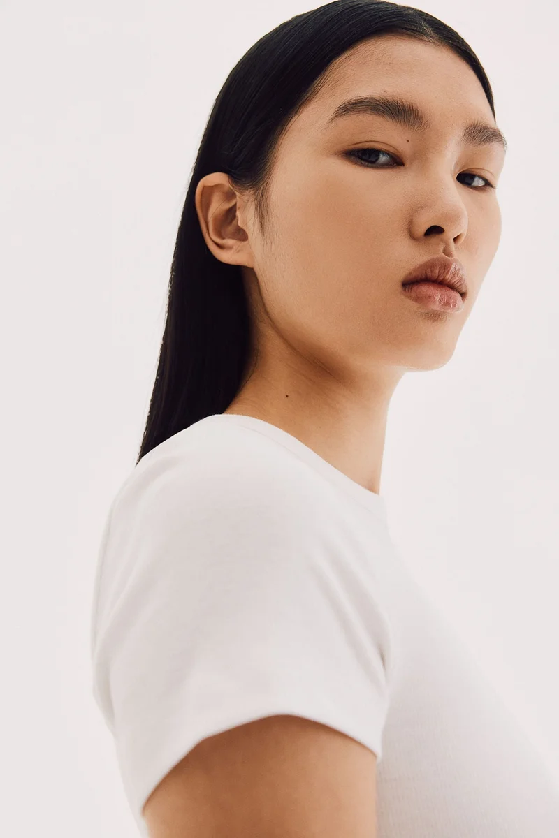 H&M Ribbed modal-blend T-shirt