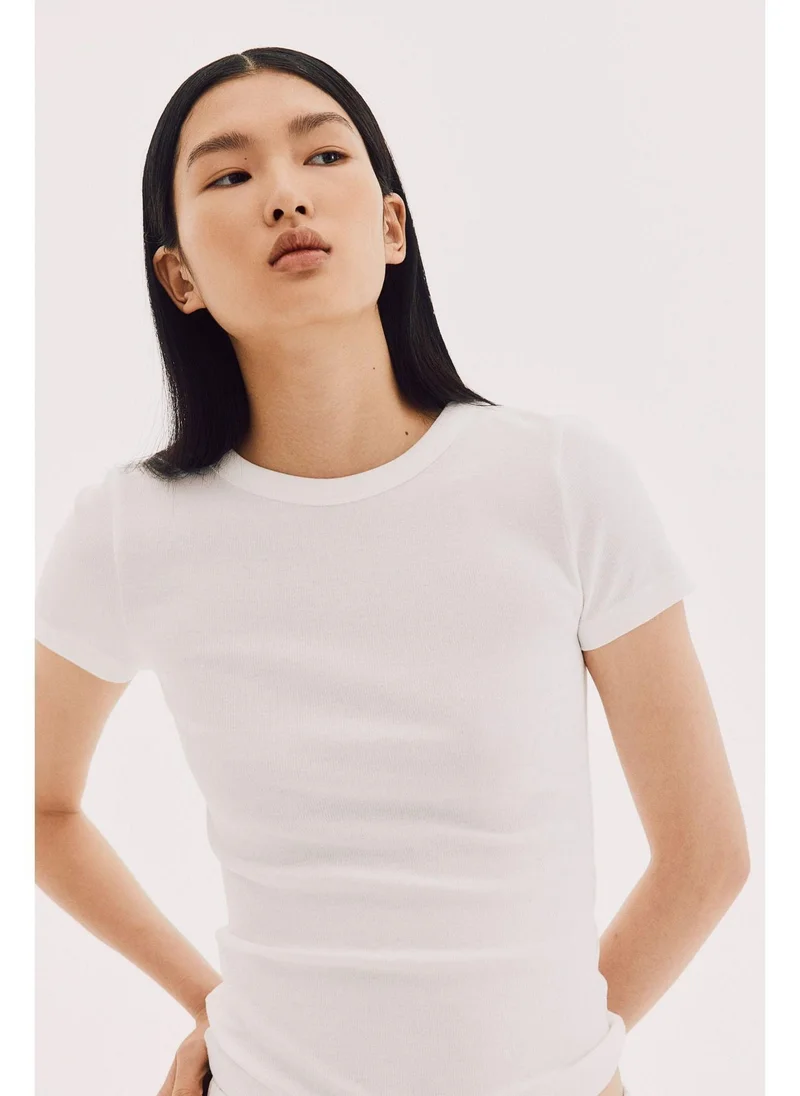 اتش اند ام Ribbed modal-blend T-shirt