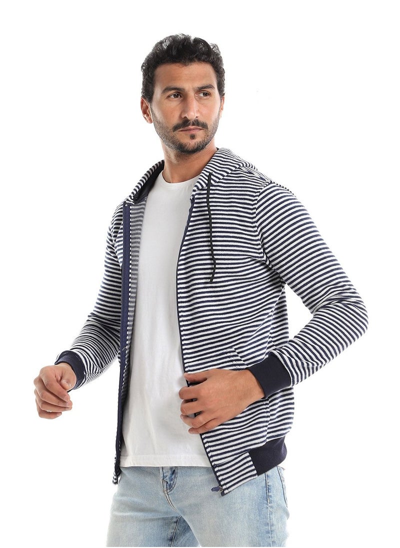Caesar - Mens Stripped Hoodie With Zipper - Image 1