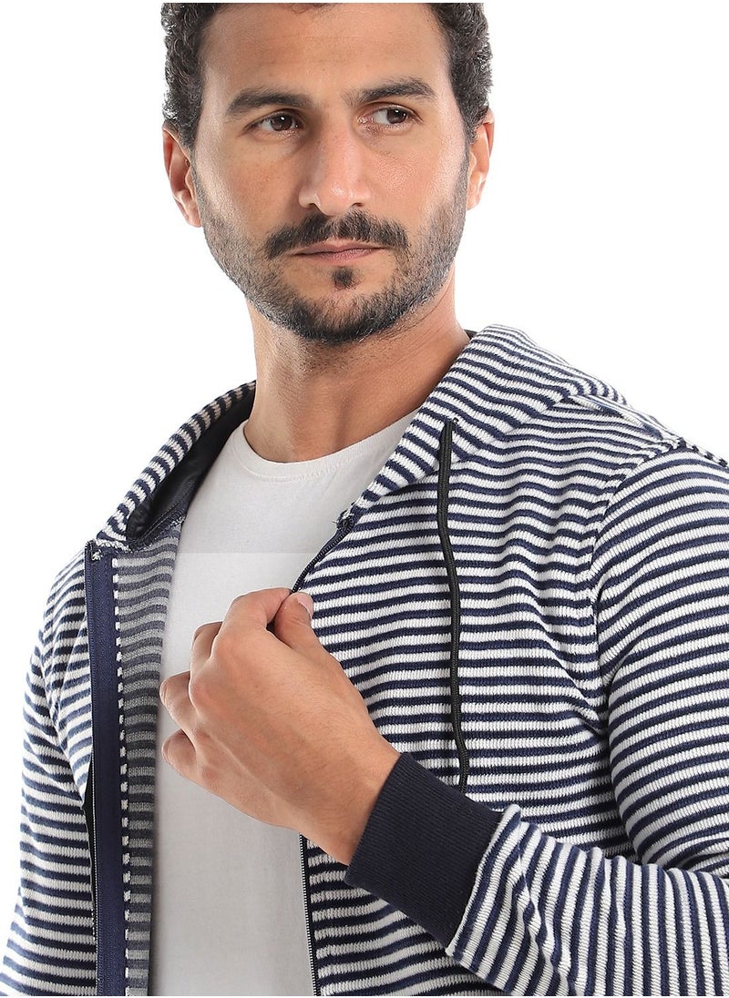 Caesar - Mens Stripped Hoodie With Zipper - Image 1