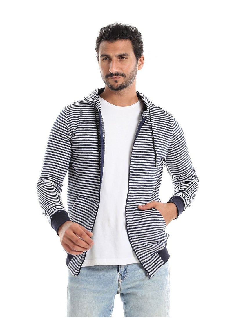 Caesar - Mens Stripped Hoodie With Zipper - Image 1