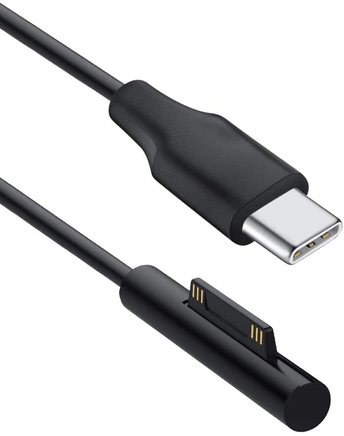 VNJ ACCESSORIES Charging Cable for Microsoft Surface Pro 7/6/5/4/3Go3/2/1 Laptop 4/3/2/1, Must Work with 45W 15V 3A USB-C Charger (Black, 6ft) - Image 5